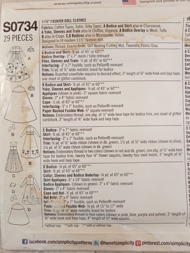 Simplicity Disney FROZEN 1234 S0734 11.5" Fashion Doll Clothes Sew Pattern UNCUT - Picture 8 of 12