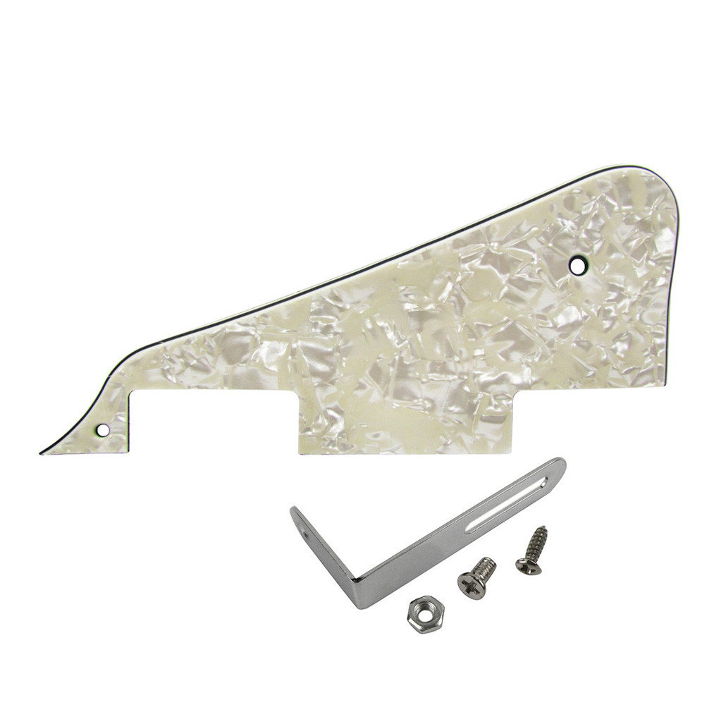 Set of 4Ply Aged Pearl LP Style Electric Guitar Pickguard with Chrome Bracket