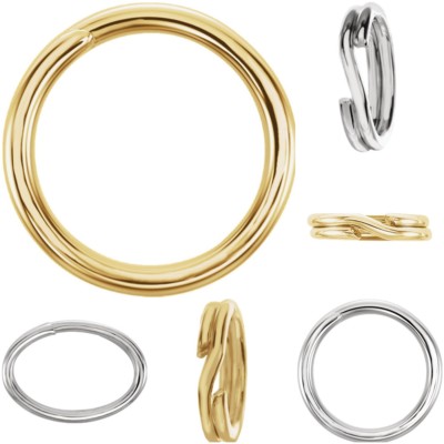 14K or Silver 5mm-8mm Round/Oval Split Rings Key Charm Jump Rings Chain Findings