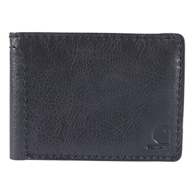 CARHARTT Black Patina LEATHER Mens BIFOLD WALLET NEW