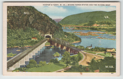 Postcard View of Harper's Ferry, WVA. Where Three States and Two Rivers Meet