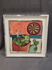 DIPINTO d'autore vintage Cactus colori caldi 60x60 1974 artista V.M. DI CARLO  