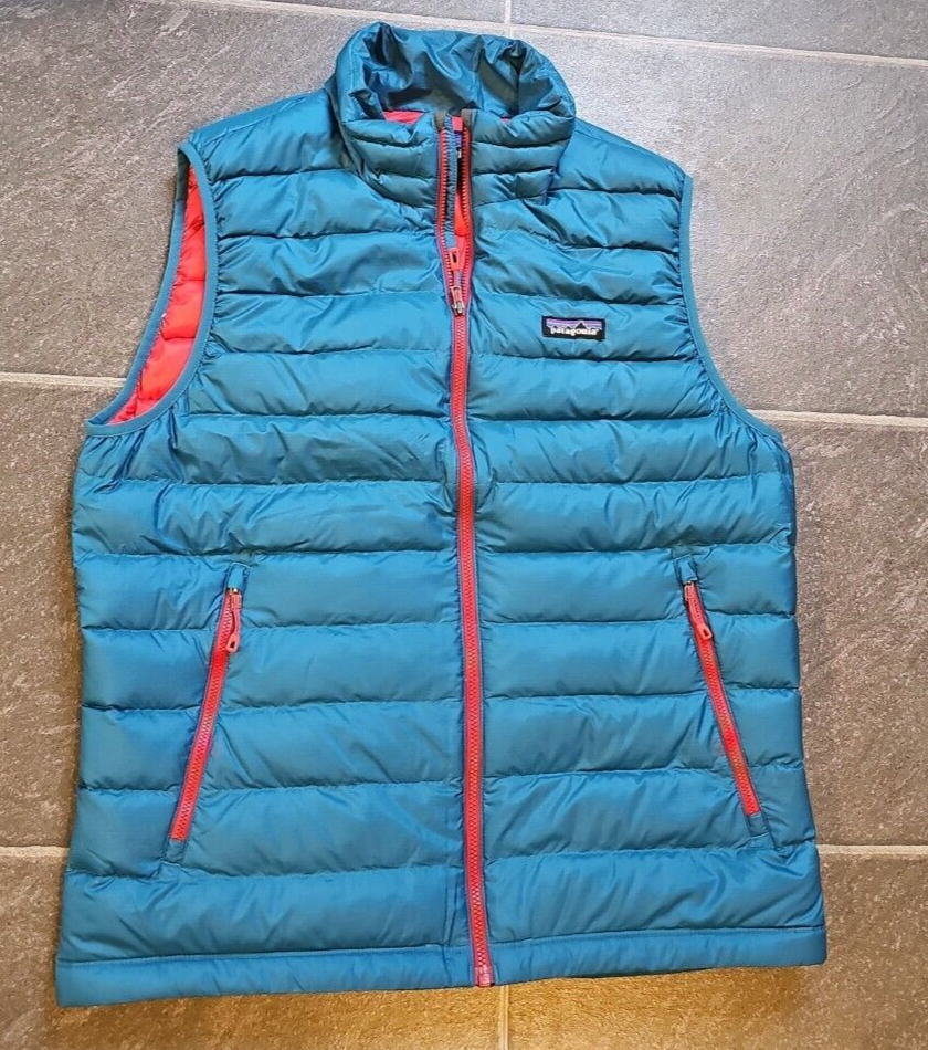 PATAGONIA MEN'S DOWN SWEATER VEST SZ M UNDERWATER BLUE EXCELLENT