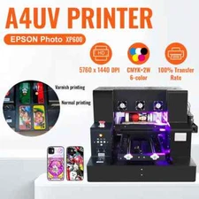 🔥A4 UV Printer DTF UV LED Inkjet Printer USB 5760 x 1440dpi Rotation Case/PVC