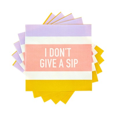 Party I Don't Give a Sip Cocktail Napkin Set of 20 White