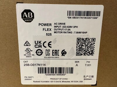 25B-D017N114 Allen-Bradley 25BD017N114 PowerFlex 525 7.5kW 10Hp AC Drive