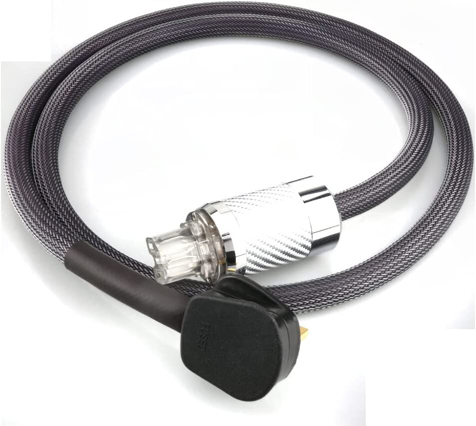 2m UK Mains Power Cable British Hifi Sound CD Tube For Amplifier Power