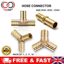 Brass T & Y 3 Way Hose Joiner Barbed Connector Air Fuel Water Pipe Tubing Joint