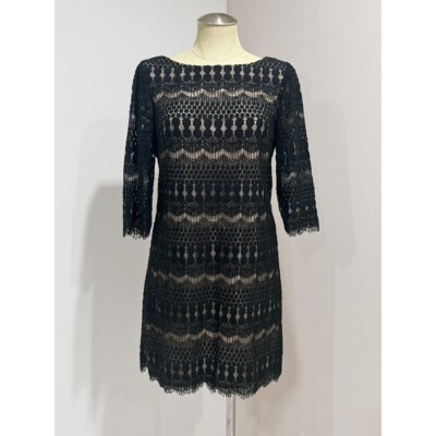 Jessica Howard Women's Black Lace Shift Dress with Contrast Lining Size 8P 