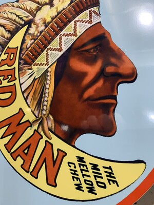 vintage red man tobacco sign Vintage Style Red Man Chew Tobacco Metal Heavy Quality Sign