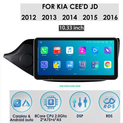 10.33'' For KIA CEED JD 2013-2017 Android12Car GPS Navi WiFi Carplay Radio 6+64GB