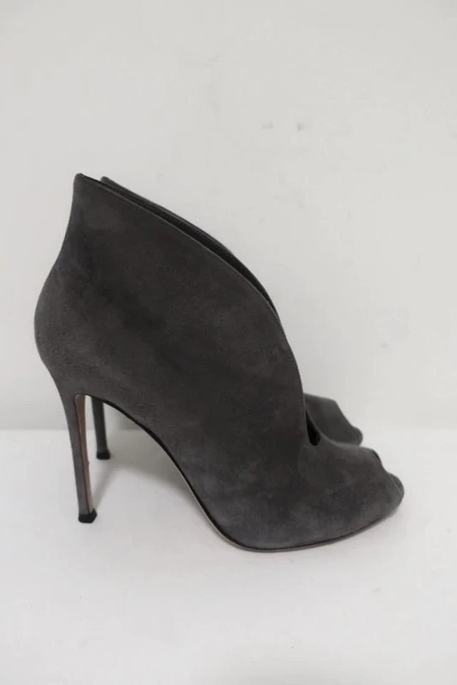 Botines Gianvito Rossi Vamp Gris Gamuza Talla 39.5 Peep Toe Foto 2 de 4