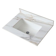 31 In Marble Vanity Top Sintered Stone Undermount Rectangular Sink Backsplash
