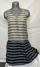 Madewell Beige w/Navy Print Button Front Racerback Shirt Dress XS Bnfts Charity