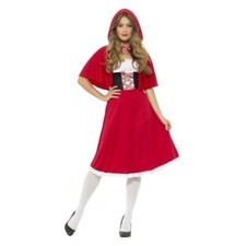 Red Riding Hood Costume Adult Red Long Dress Hooded Cape