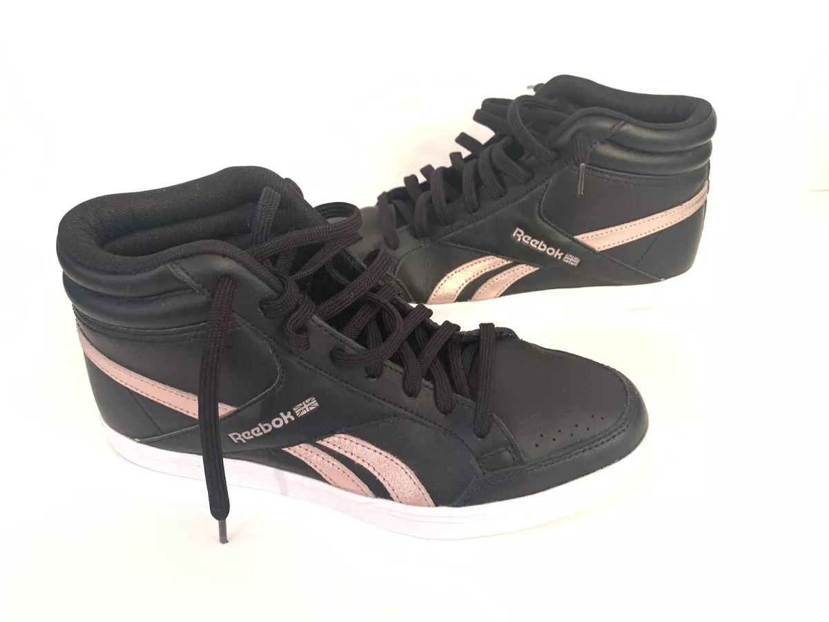 Women's Reebok Classic Hi Top Sneakers Size 8 Black Light Pink Shoes | eBay