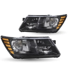 Headlights Assembly For 2009-2020 Dodge Journey Black Amber Corner Lamps Sets