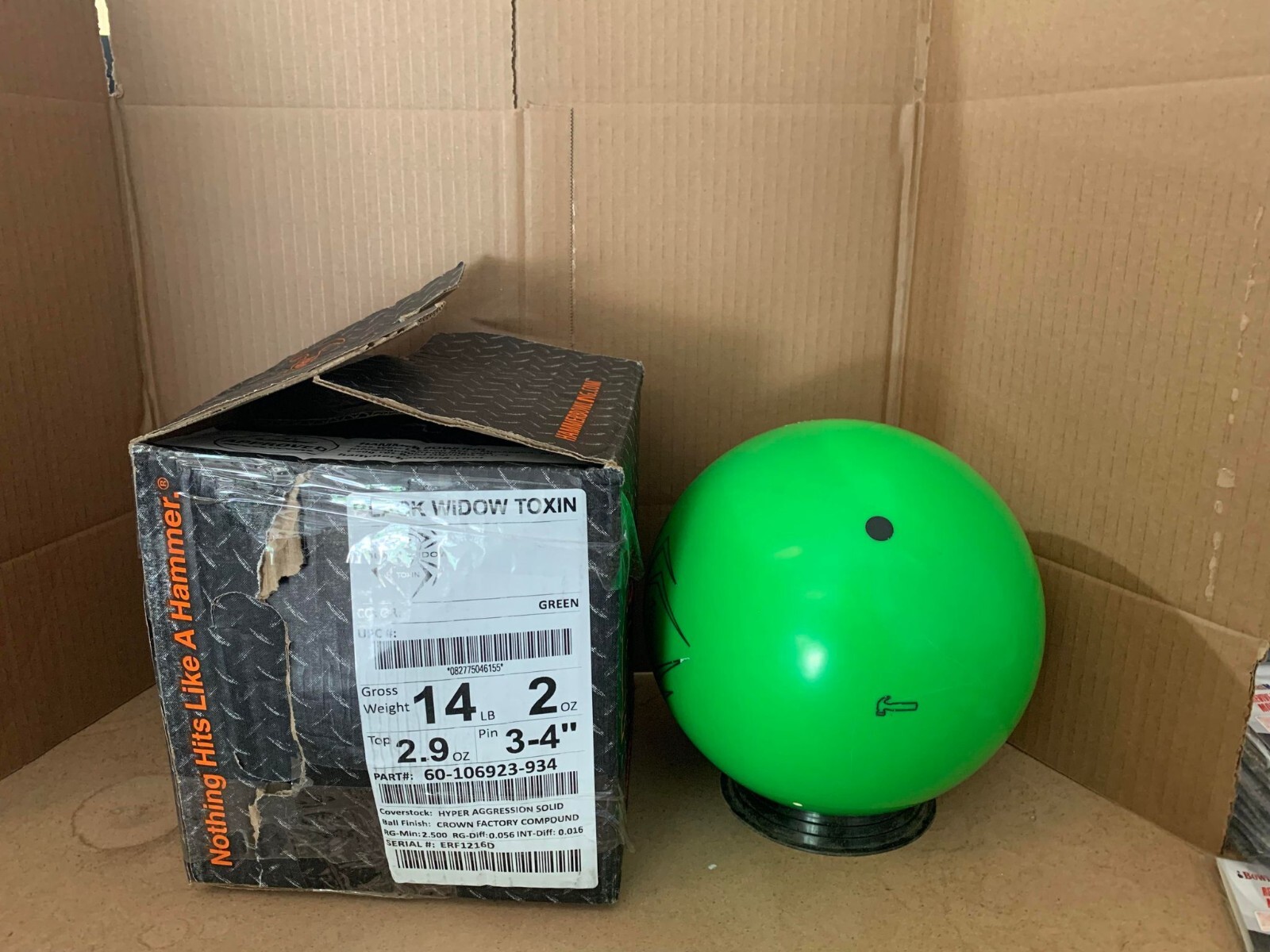 NEW 14LB HAMMER BLACK WIDOW TOXIN OVERSEAS Bowling Ball 216D eBay