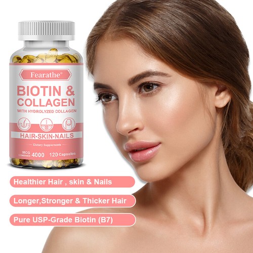 Cápsulas de biotina y colágeno, cabello sano, piel y uñas, antienvejecimiento y antioxidante - Imagen 2 de 13