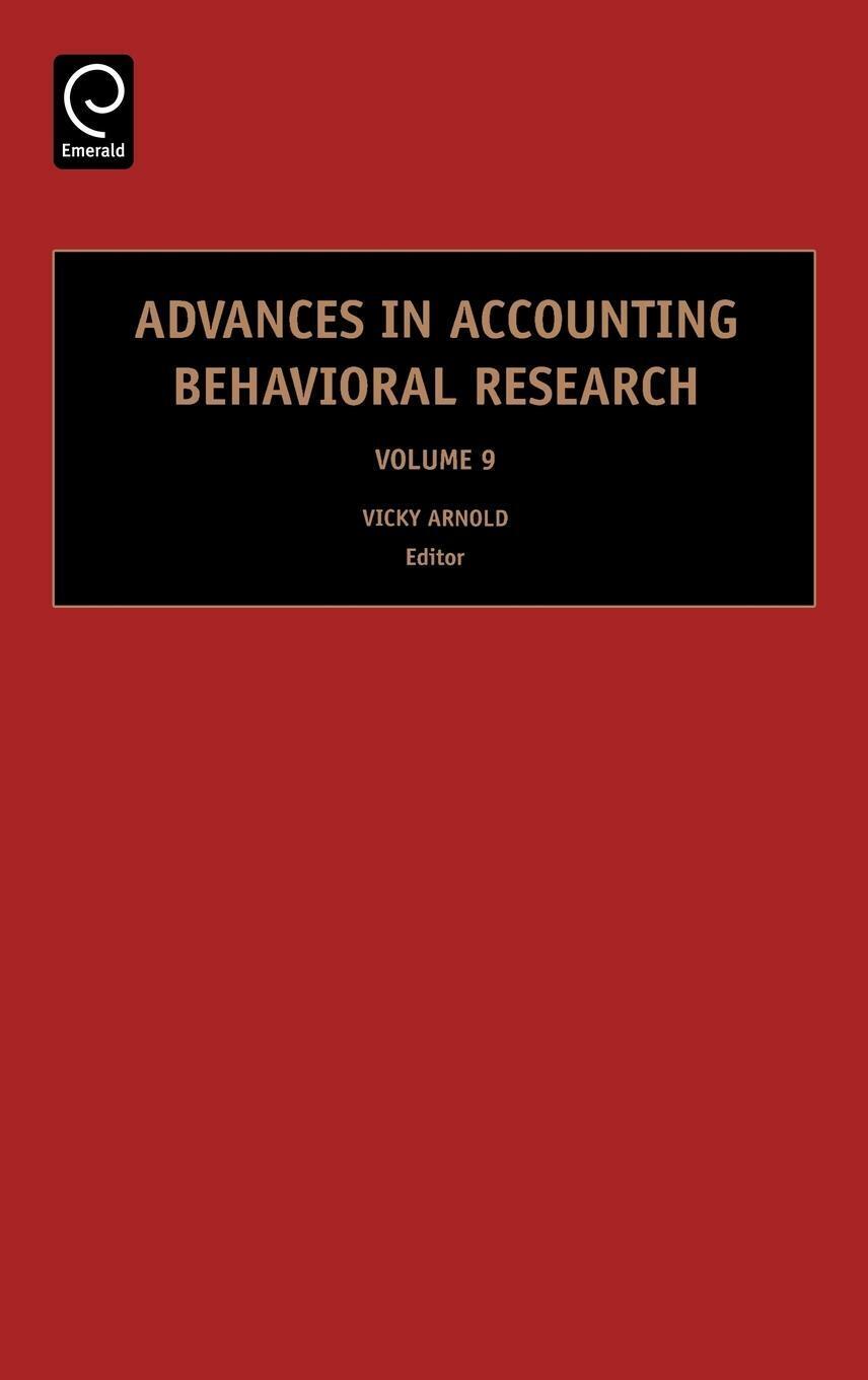 Thumbnail - Vicky Arnold | Advances In Accounting Behavioral Research | Buch |
