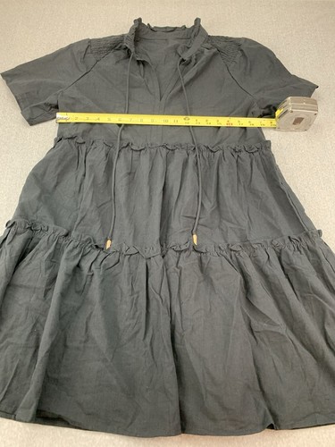 Vestido Fairy Goth 100 % algodón con capas para mujer L negro dorado detalle de plumas - Imagen 12 de 15