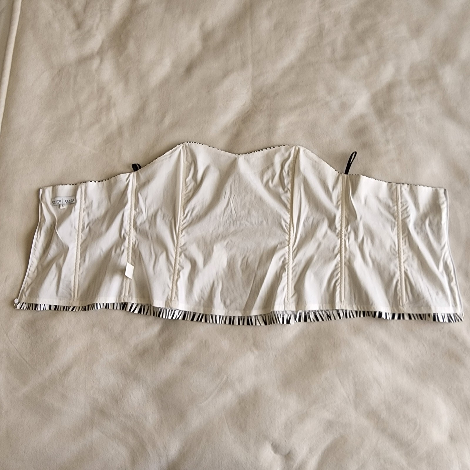 WHBM Size Large Strapless Zebra Print Top White H… - image 10