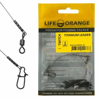 Titanium Vorfach TWITCH Life-ORANGE Titan Hecht Pike Leader Kink Free Knickfreie