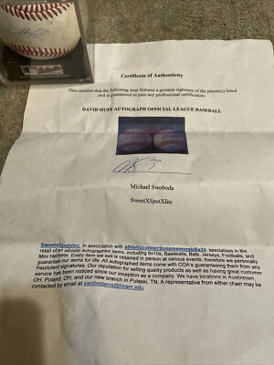 David Huff Autograph League Baseball