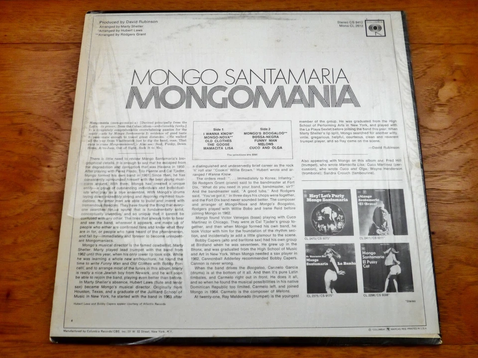 Mongo Santamaria ♫ Mongomania ♫ Rare 1967 Columbia Records Orig. Mono Vinyl LP - Image 3 of 3
