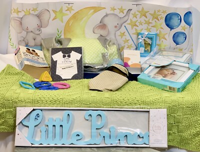 15 Piece Boy Bundle Gift Set Baby Shower Mom 2 Be Goodies Mixed Lot of NWT & GUC