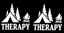 Camping Therapy Two 5" White Vinyl Decals Car Truck Camper RV Window Laptop