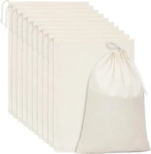 15 Packs Muslin Bags Cloth Bags with Drawstring Canvas Large Storage Bags Bulk C