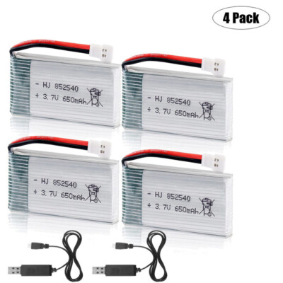 4PCS Drone Battery 650mAh Lipo Batteries with Charger for