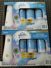 Lot of 2 - Glade Automatic Spray Unit & 3 Refills  - Cotton Cloud - Read Descr.