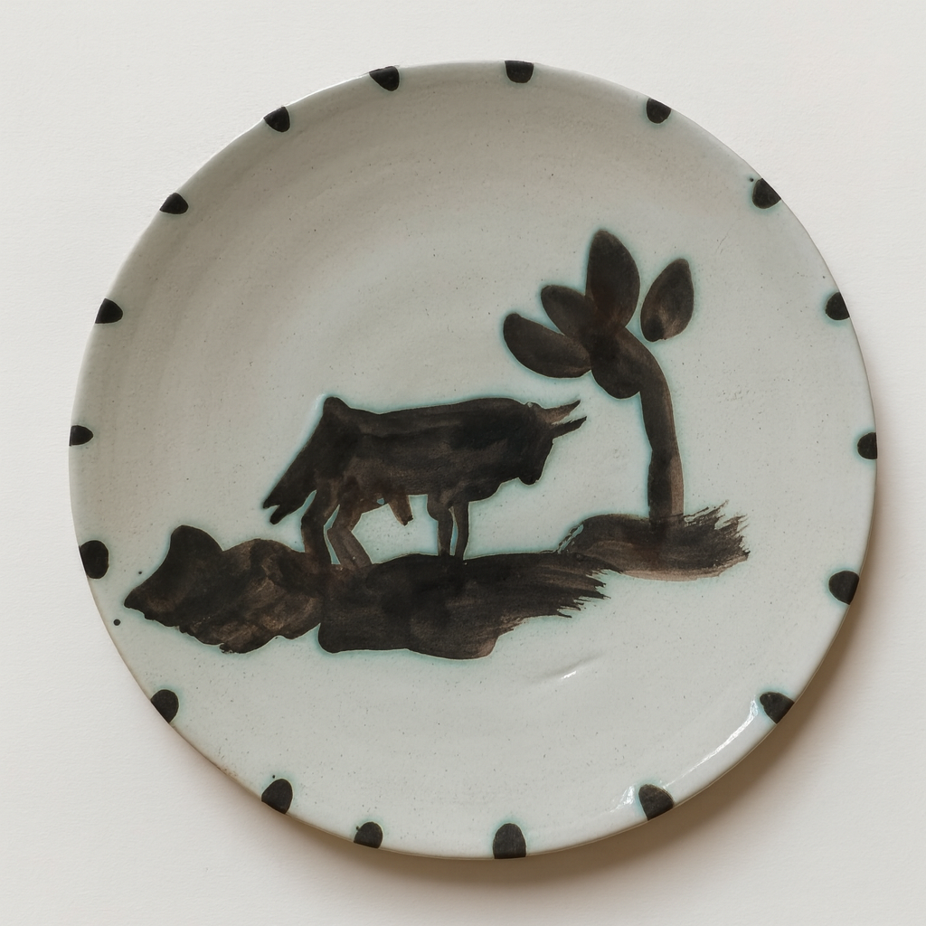 Pablo Picasso - Madoura edition ceramic plate 'Taureau sous l