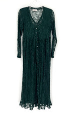 Vtg Susans Dress Womens L Green Whimsigoth Lace Forest Fairy Grunge Maxi
