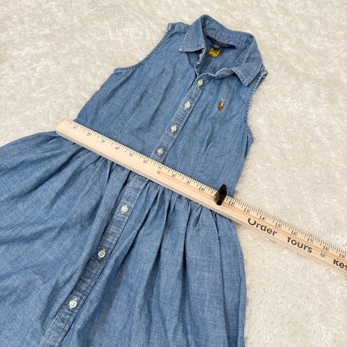 Polo Ralph Lauren Girl's 8 Sleeveless Denim Shirt Dress Preppy Casual - Picture 7 of 14