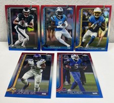(5) 2025 Topps Chrome Football Red White and Blue Refractor Lot! AJ Brown Dowdle