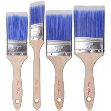 Bates 4 Pack Professional Paint Brush Set - Treated Wood Handle, Small  Stai...