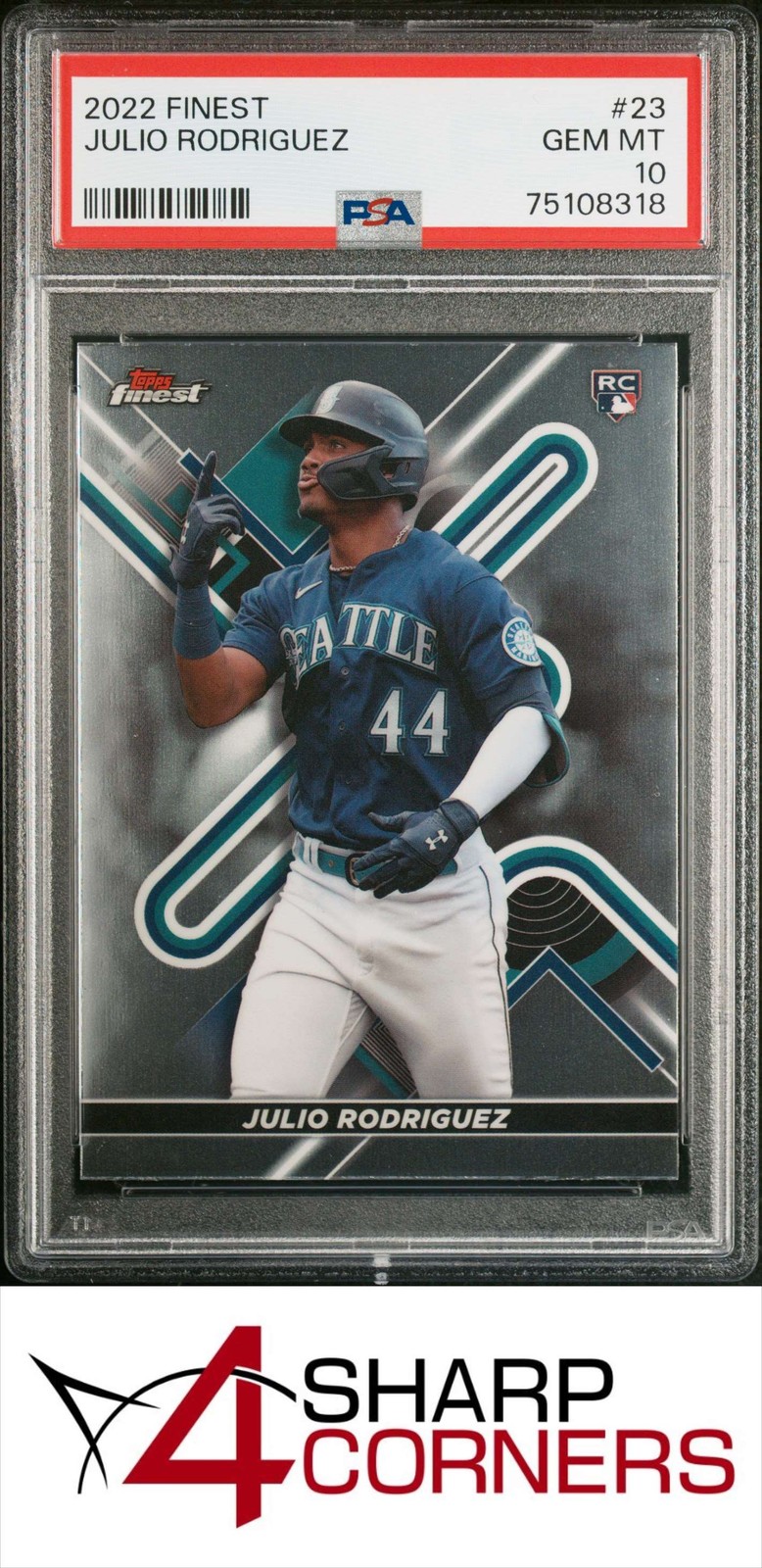 2022 TOPPS FINEST #23 JULIO RODRIGUEZ RC MARINERS PSA 10