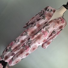 Wallflower Open Front Duster Kimono Cover Up Womens M Mauve Floral Whimsical...