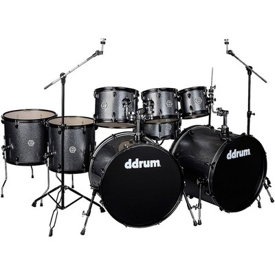 ddrum D2 8Piece Double Bass Complete Kit wBlack Hardware Dark Silver Sparkle