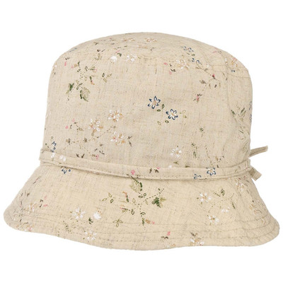 Lipodo Flowers Cloth Bucket Hat Floral Pattern Bow Unisex Summer Spring Beige