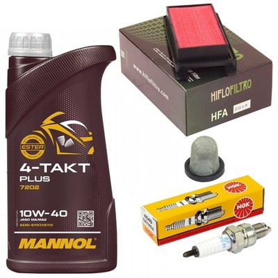 Wartung Set 1L Öl Ölsieb Luftfilter Zündkerze für Kymco Super 8 50 4T U7 2007-18