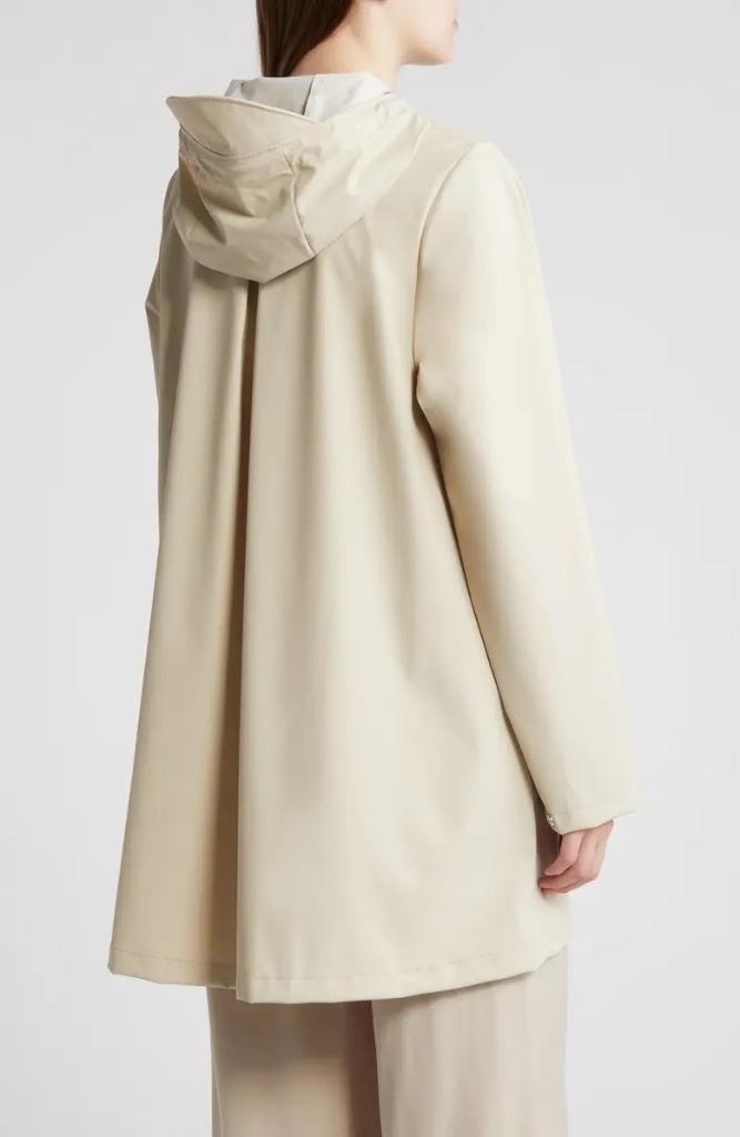 RAINS Waterproof A-Line Rain Jacket in Dune Size M