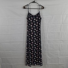 Minga London Dress Small Cat Print Mesh Maxi Slip Black Y2K Goth Cute Kawaii