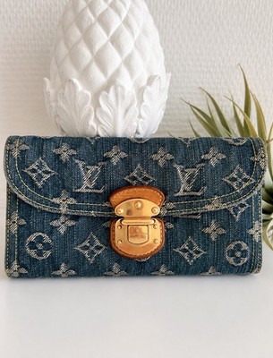 Louis Vuitton Monogram Denim Wallet Geldbörse Portemonnaie Blau Vintage Original