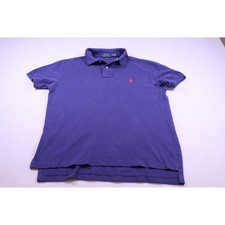 Polo Ralph Lauren Men's Custom Fit Blue Cotton Mesh Polo Shirt Red Pony Size M