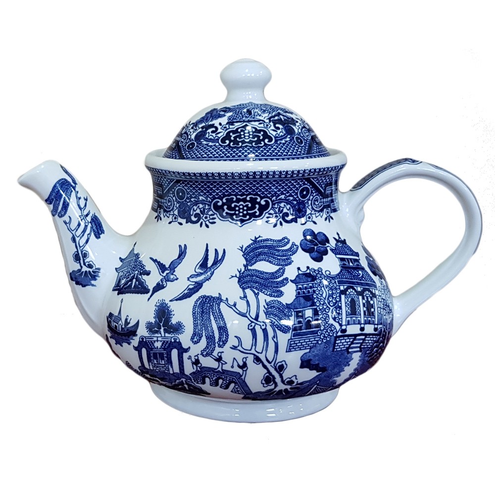 Churchill China Blue Willow Georgian Teapot 1200ml Porcelain Classic Design