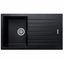 Liquida LG860BL 1.0 Bowl Black Granite Reversible Inset Kitchen Sink 860x500mm